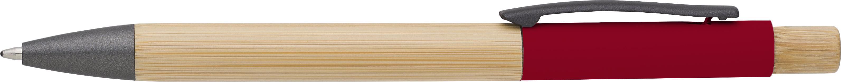Balpen Anke | Bamboe | Aluminium rood, Blauwschrijvend