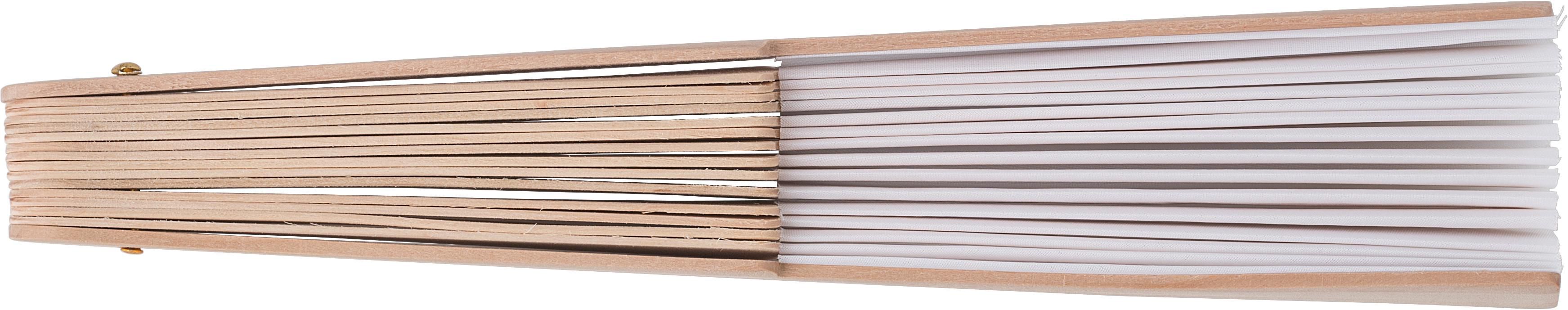 Handwaaier Rosanne | Stof | Houten handvat off white
