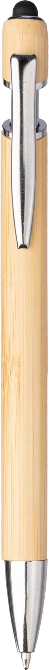 Balpen Manuela | Bamboe | Stylus bruin, Blauwschrijvend
