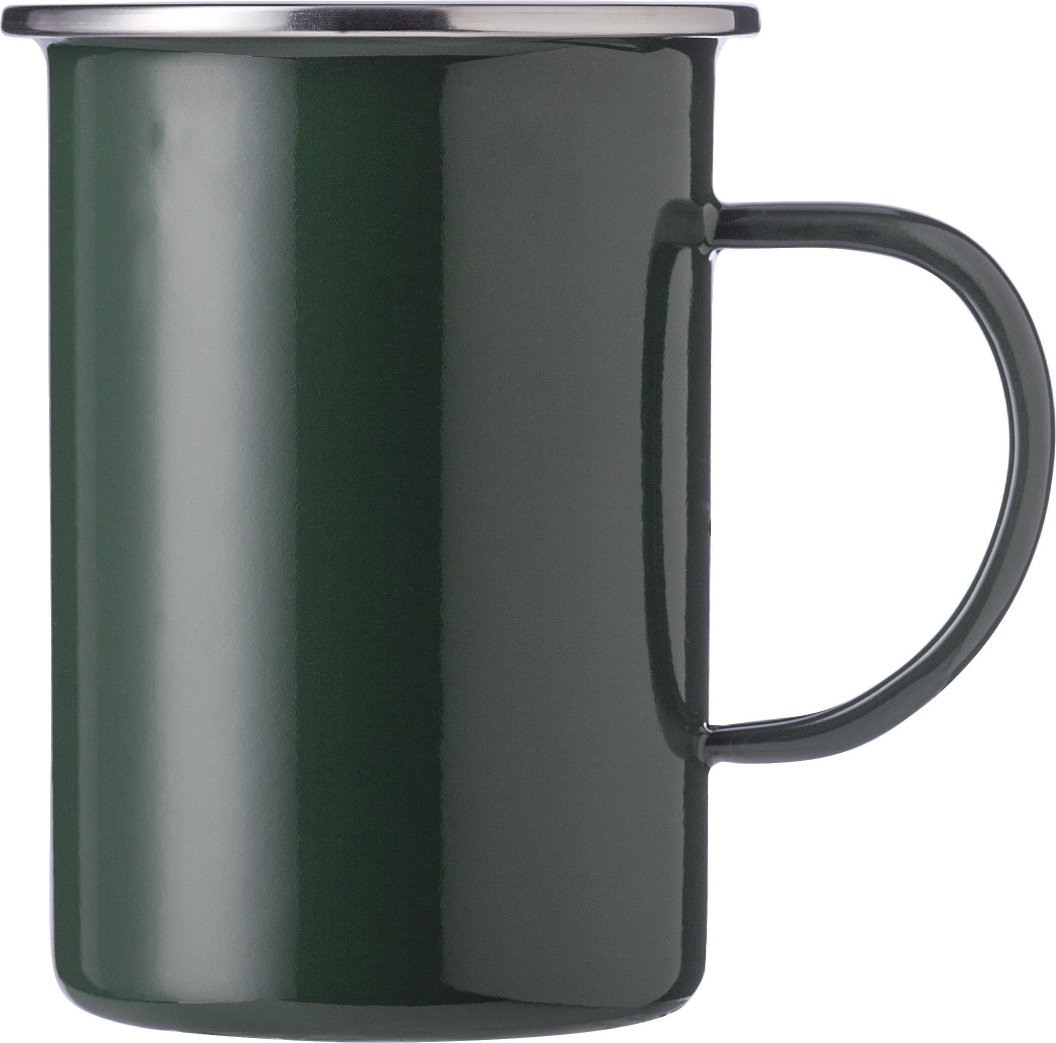 Emaille mok Ayden | Rvs rand | 500 ml groen