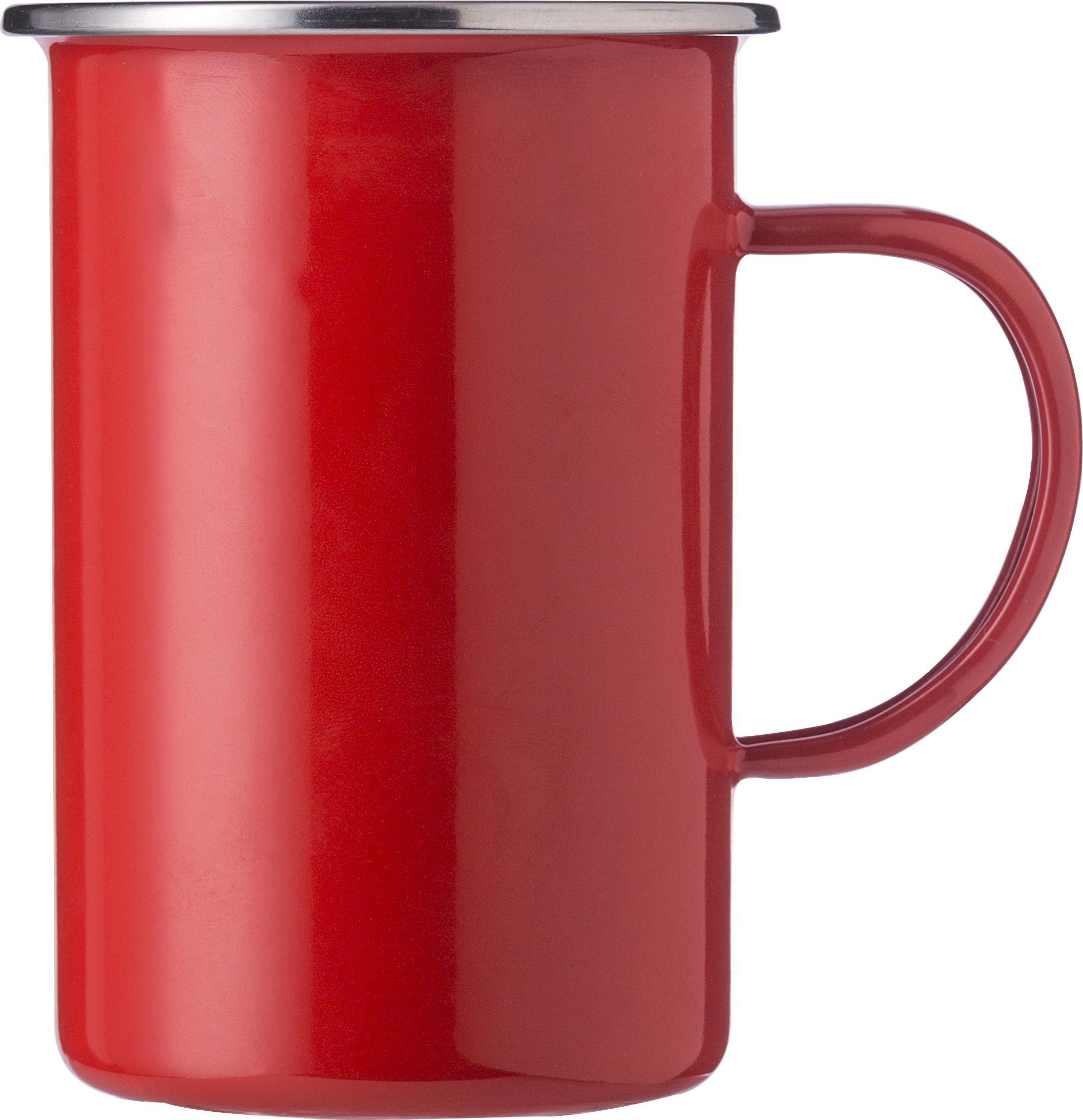 Emaille mok Ayden | Rvs rand | 500 ml rood