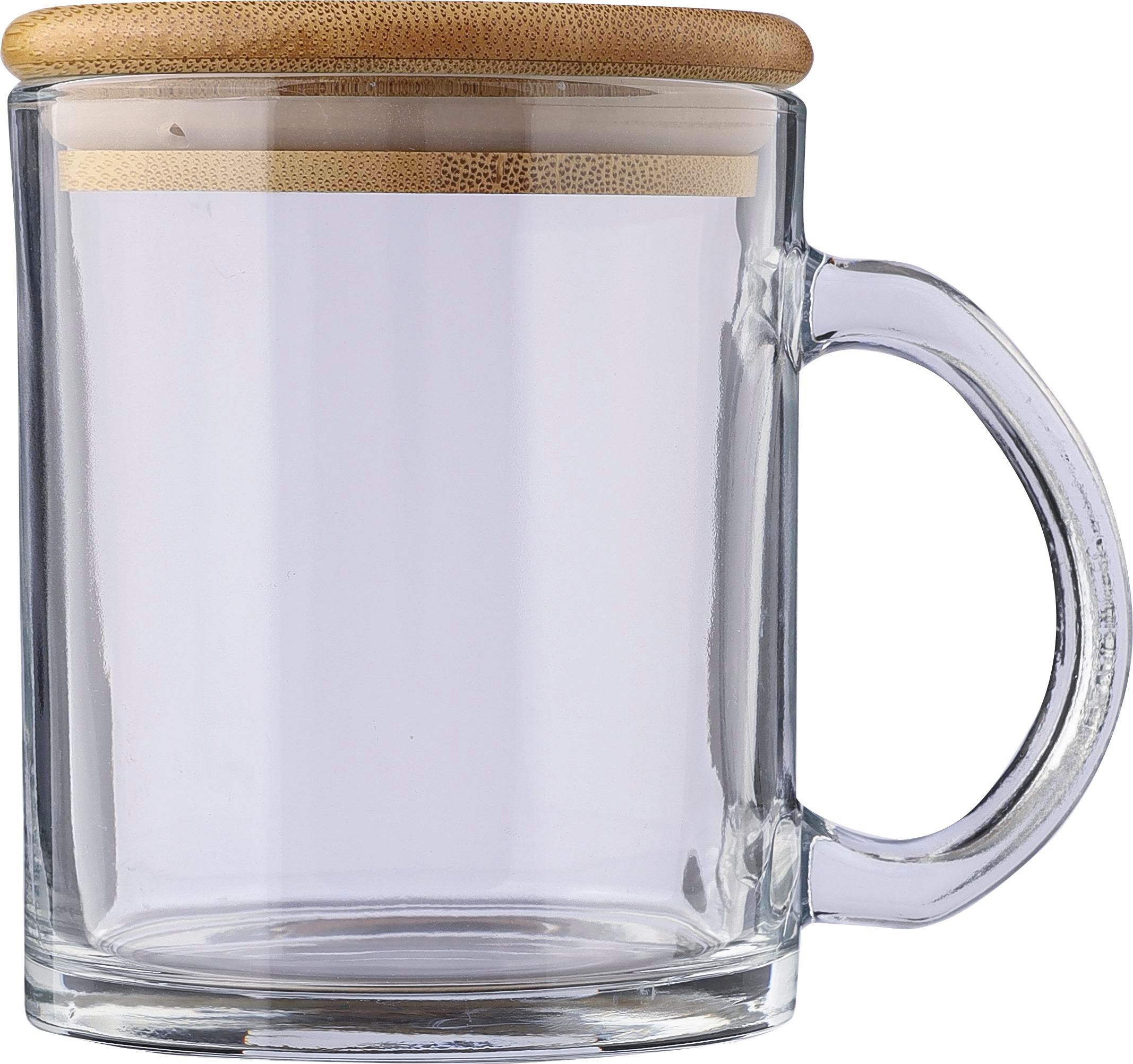 Drinkbeker Ashley | Glas | Bamboe deksel | 300 ml