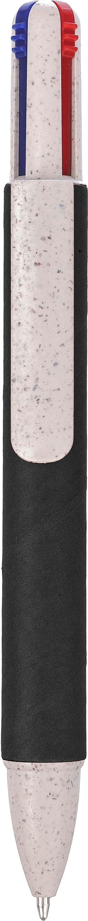 Balpen Deborah | Karton en tarwestro | 4 kleuren zwart, Multicolor