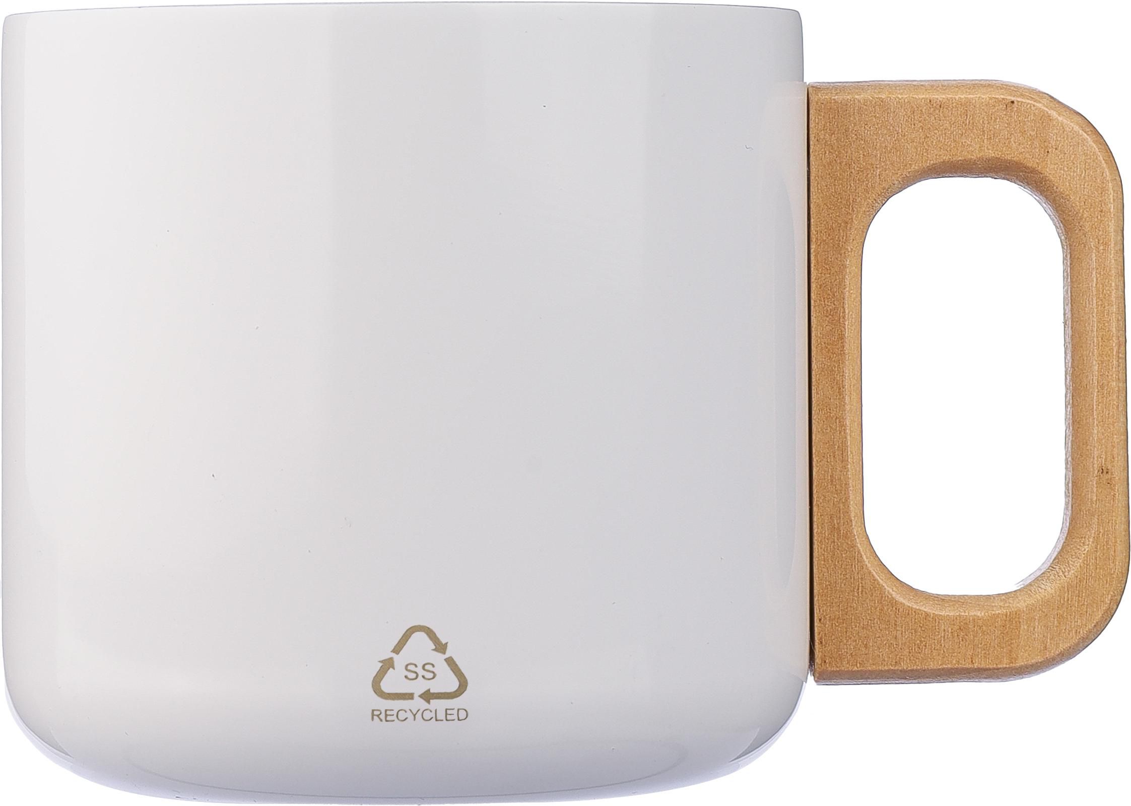 Mok Dwight | Rvs | Houten handvat | 400 ml wit