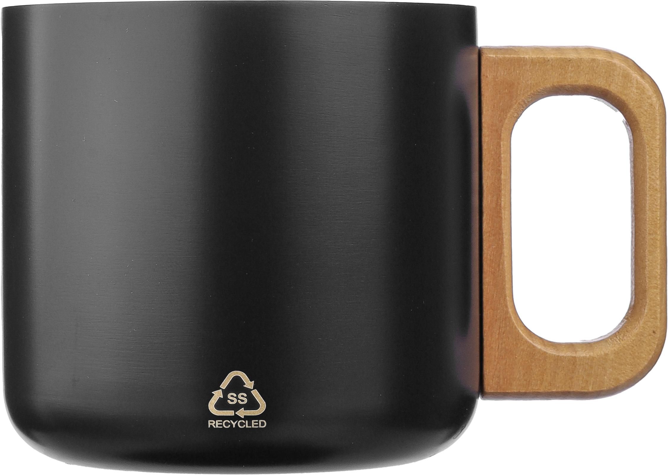Mok Dwight | Rvs | Houten handvat | 400 ml zwart