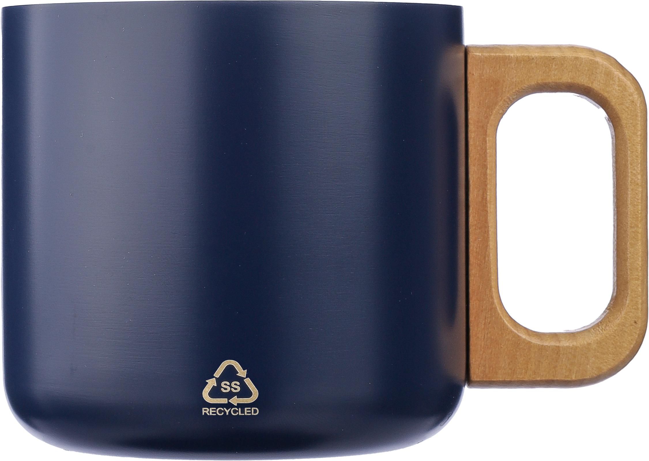 Mok Dwight | Rvs | Houten handvat | 400 ml blauw
