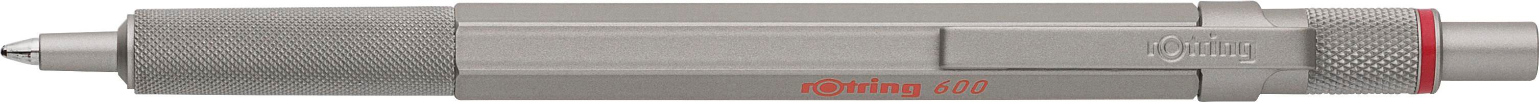 Rotring 600 balpen | Metaal zilver, Zwartschrijvend