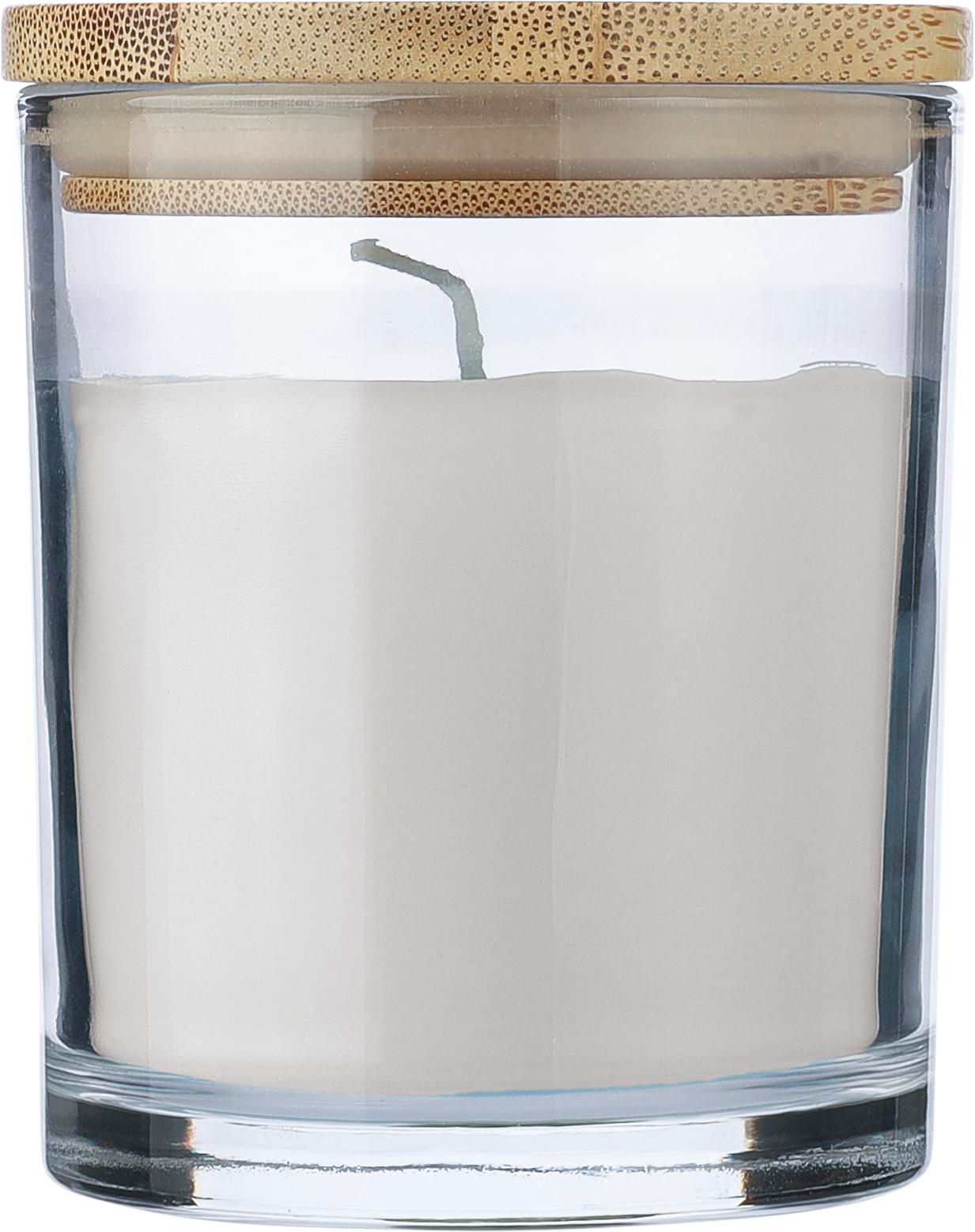 Kaars Riven | Glas met bamboe deksel wit