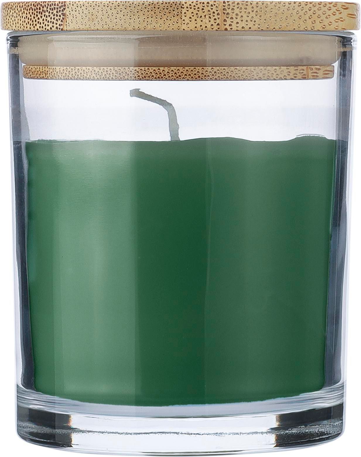 Kaars Riven | Glas met bamboe deksel groen