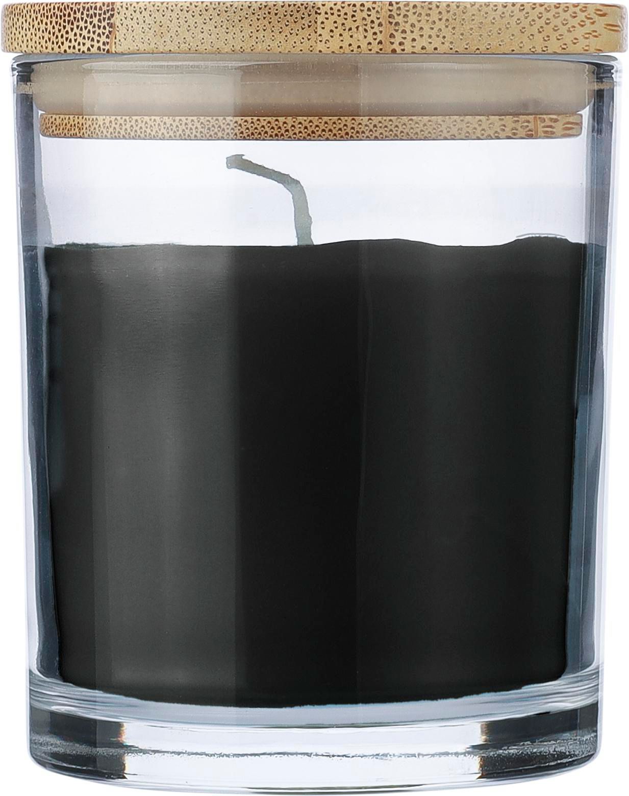 Kaars Riven | Glas met bamboe deksel zwart