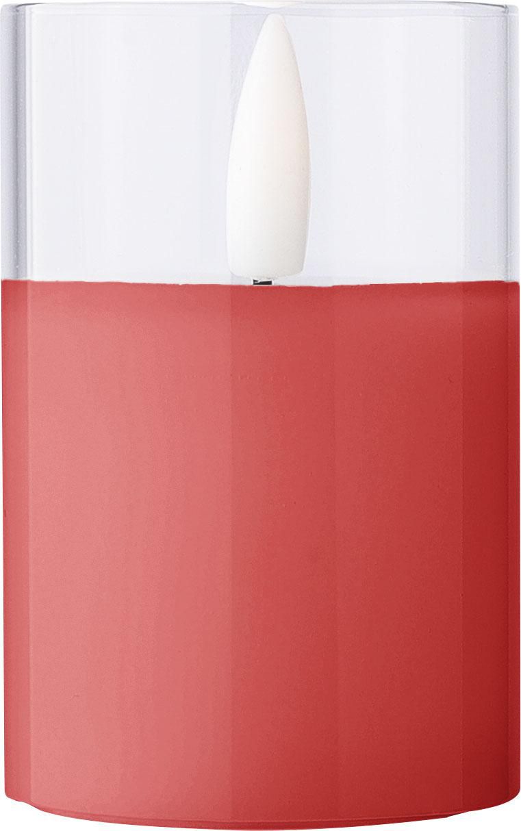 LED-kaars Serin | Glazen houder rood