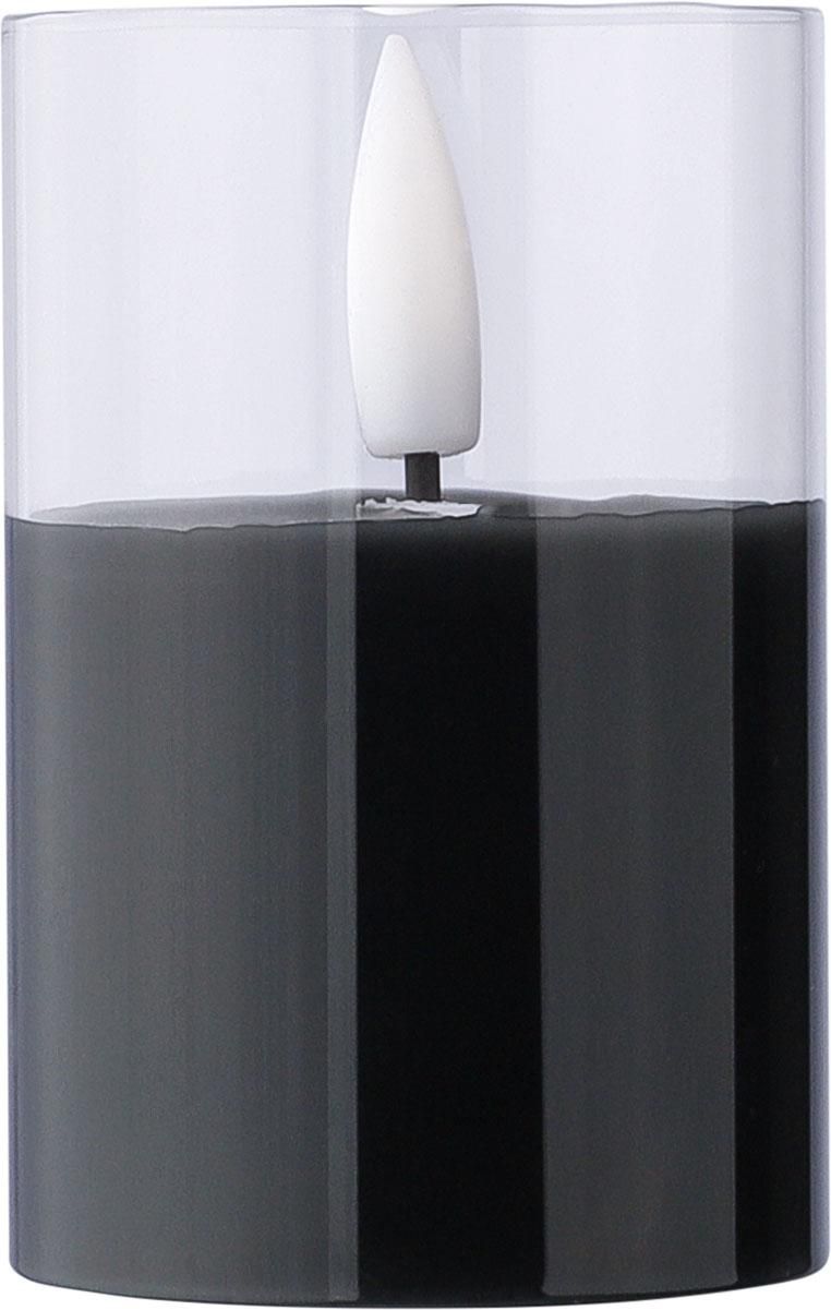 LED-kaars Serin | Glazen houder zwart