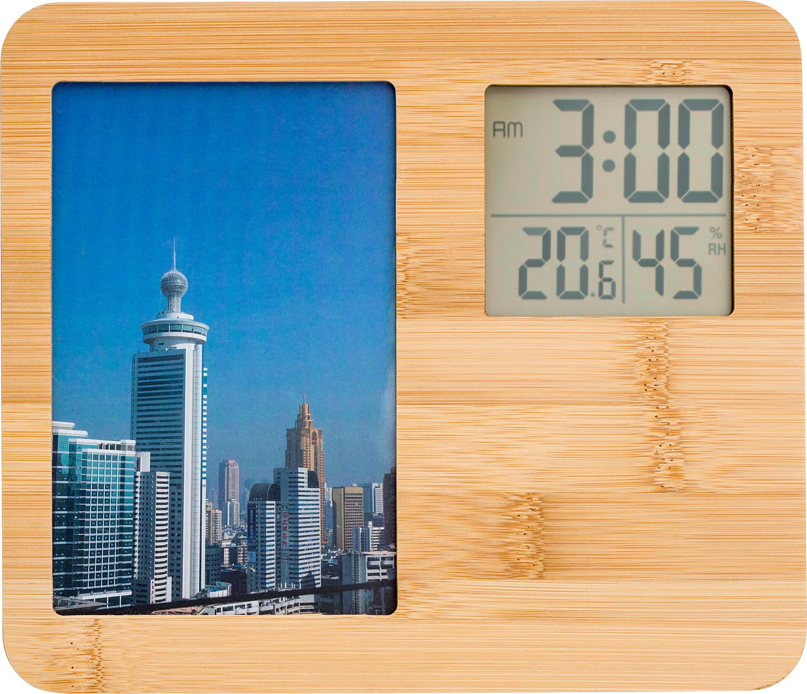 Weerstation Colton | Bamboe | Fotolijst bruin