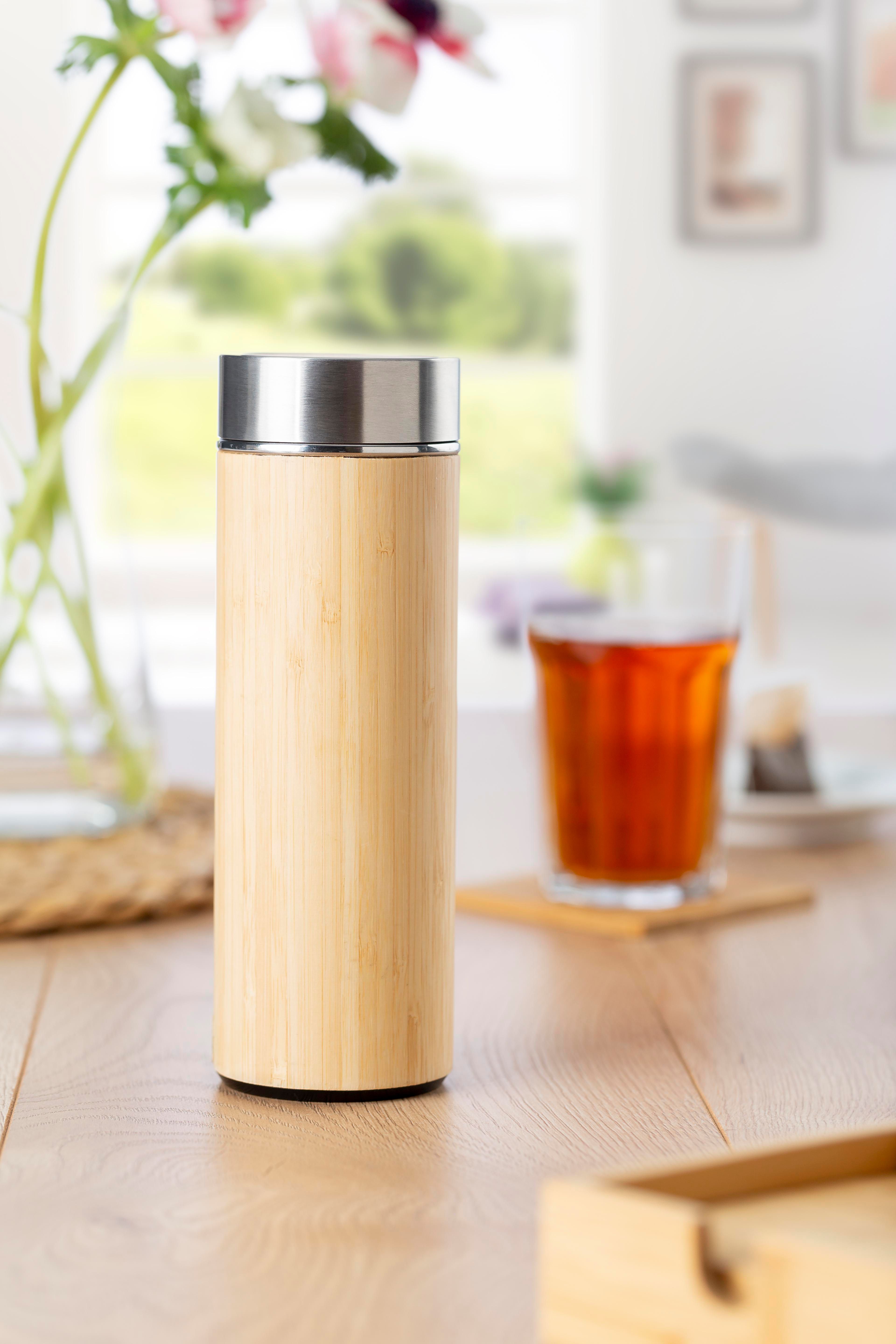 Drinkfles Yara | Rvs en bamboe | 420 ml | Thee-infuser thumbnail