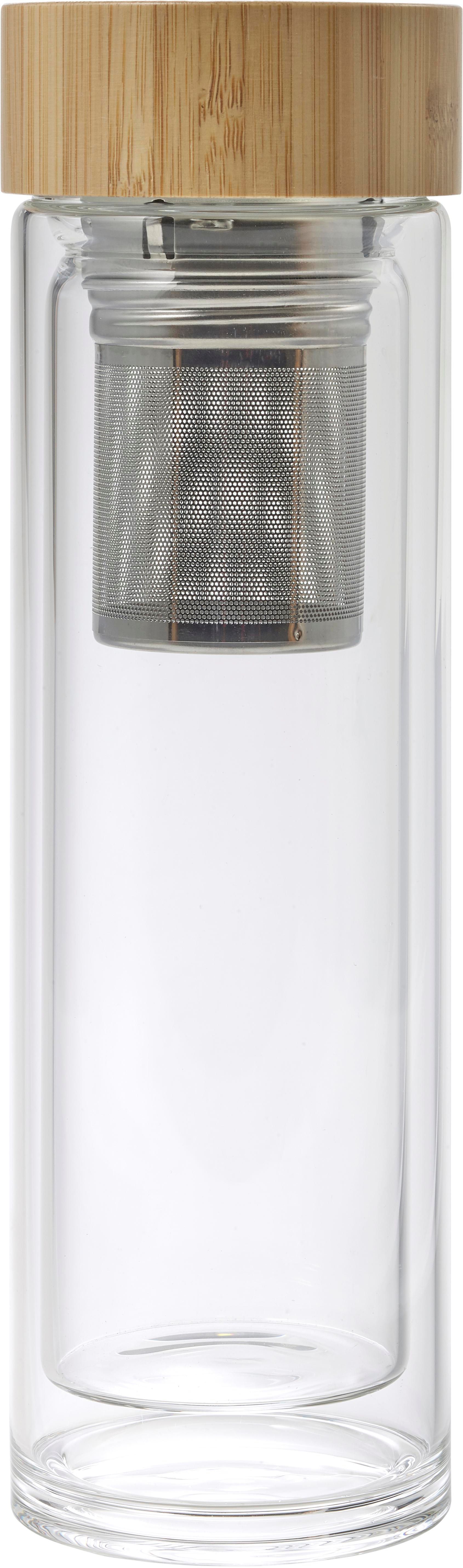 Drinkfles Vicente | Glas | Bamboe deksel | 420 ml bruin