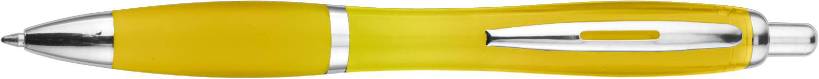 Balpen Newport | Rubberen grip geel, Blauwschrijvend