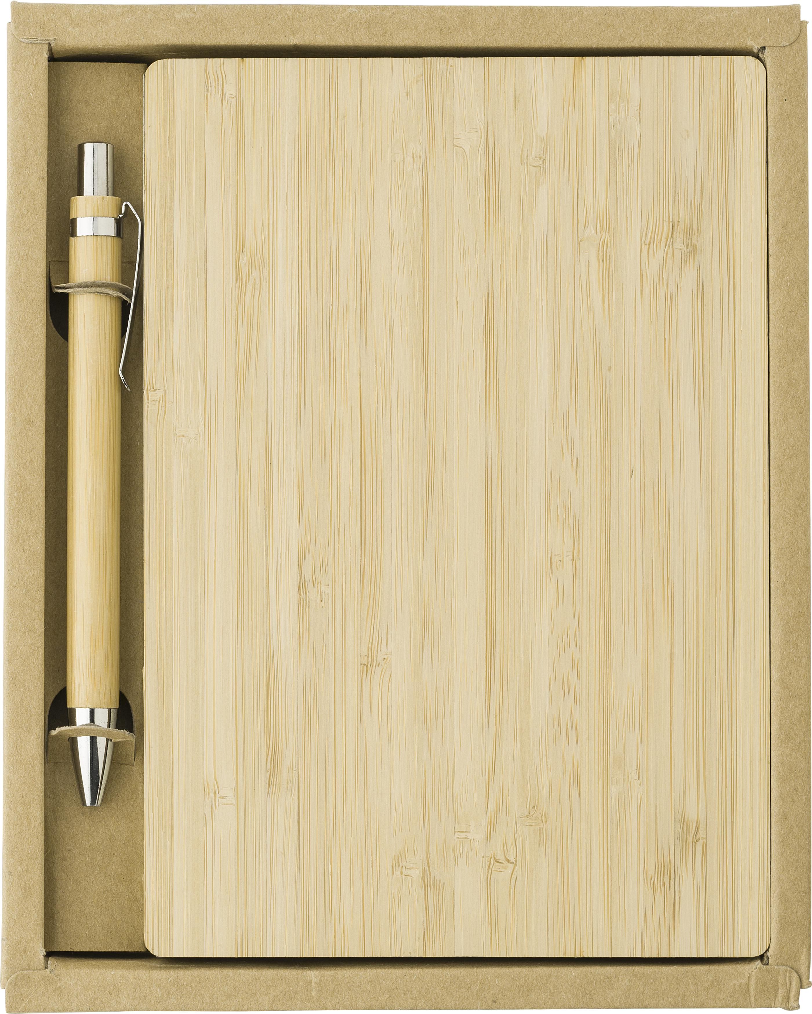 Bamboe cover notitieboek met pen Jo thumbnail