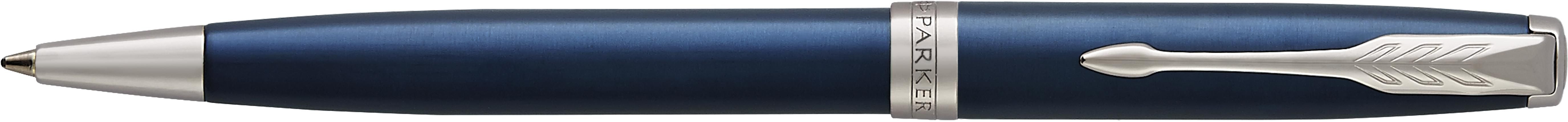 Parker Sonnet balpen | Chroomkleurige details blauw, Zwartschrijvend