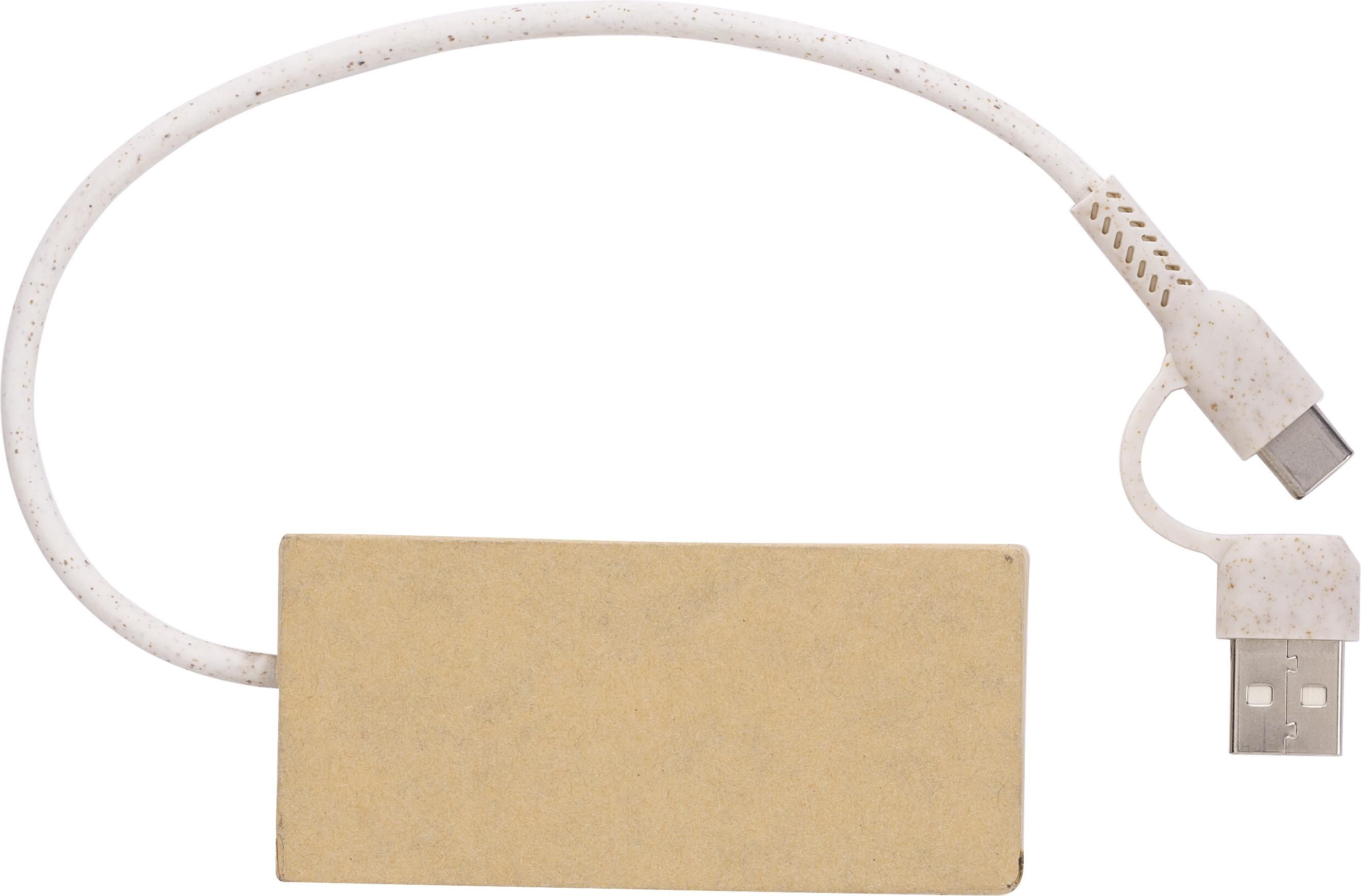 USB-hub Paulo | 4 poorten bruin