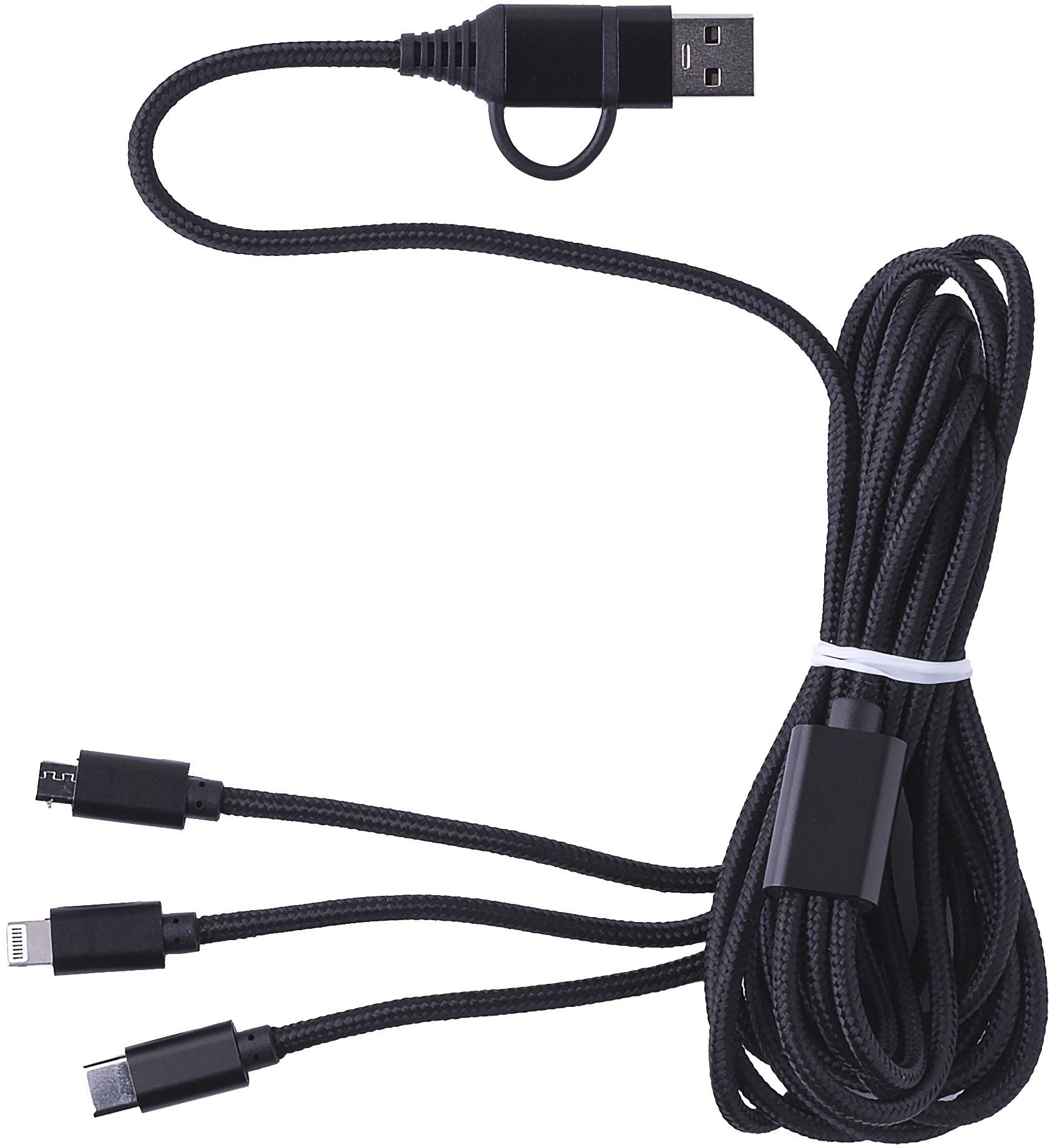 Oplaadkabel Sable | 4-in-1 | 290 cm zwart