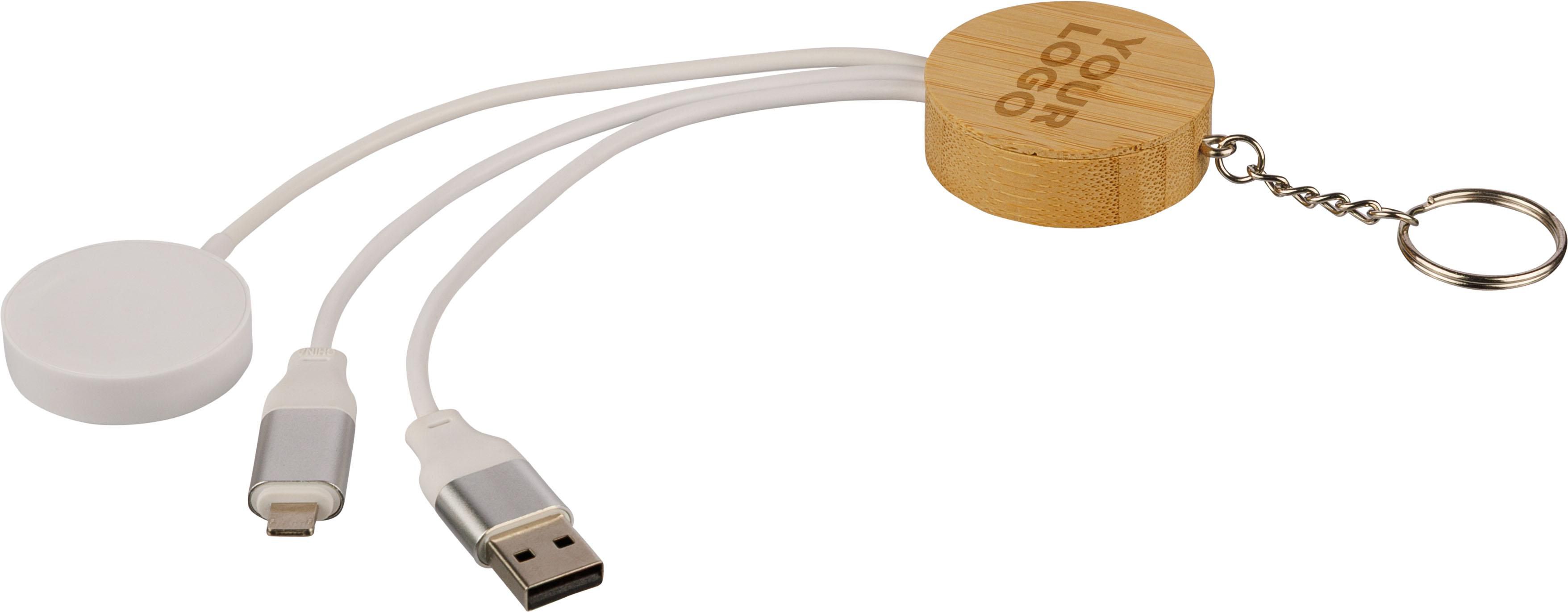 Sleutelhanger met oplaadkabels Mei | Bamboe | Met smartwatchlader thumbnail