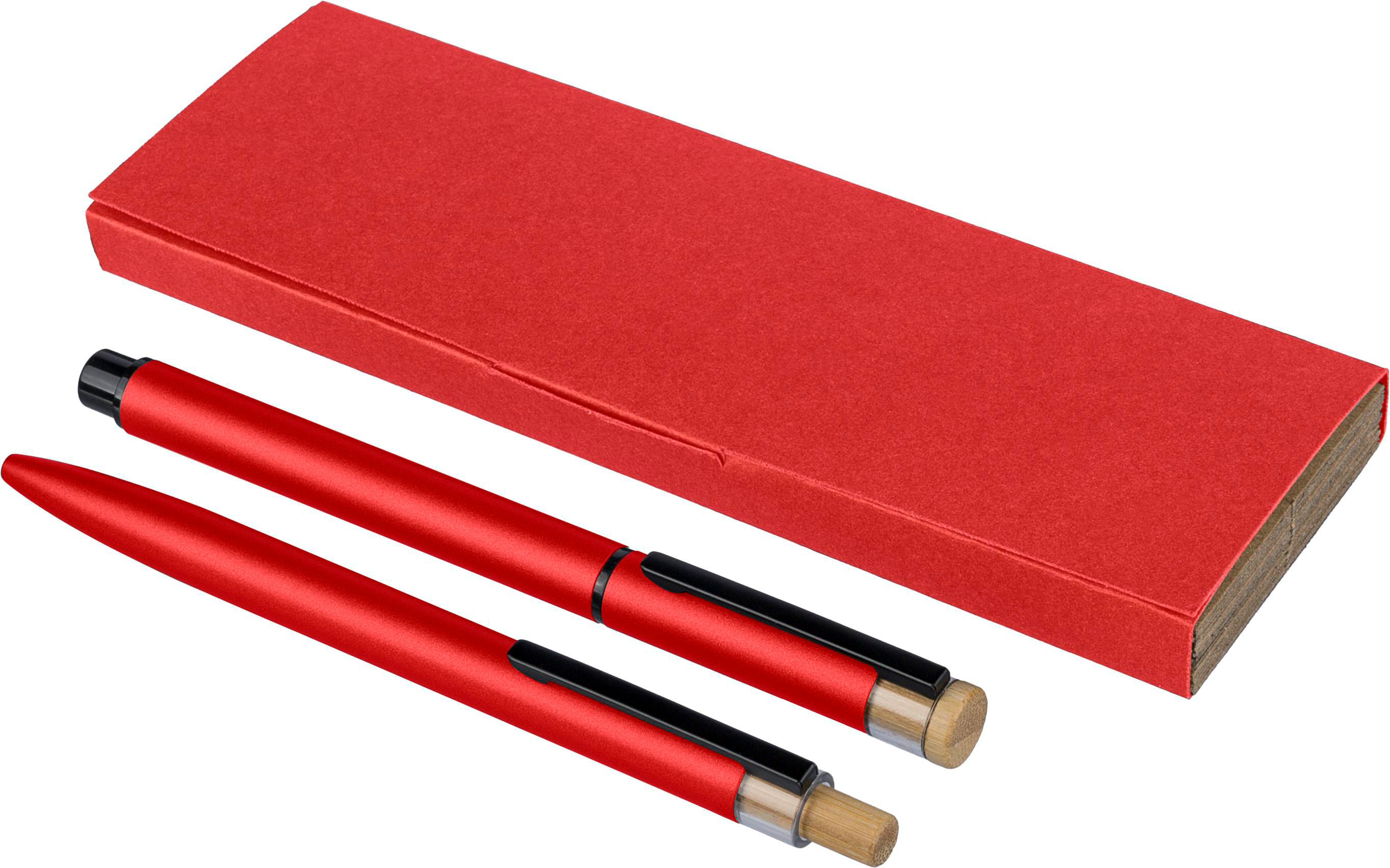 Pennenset Ilaria | Gelakt | 2-delig rood, Blauwschrijvend