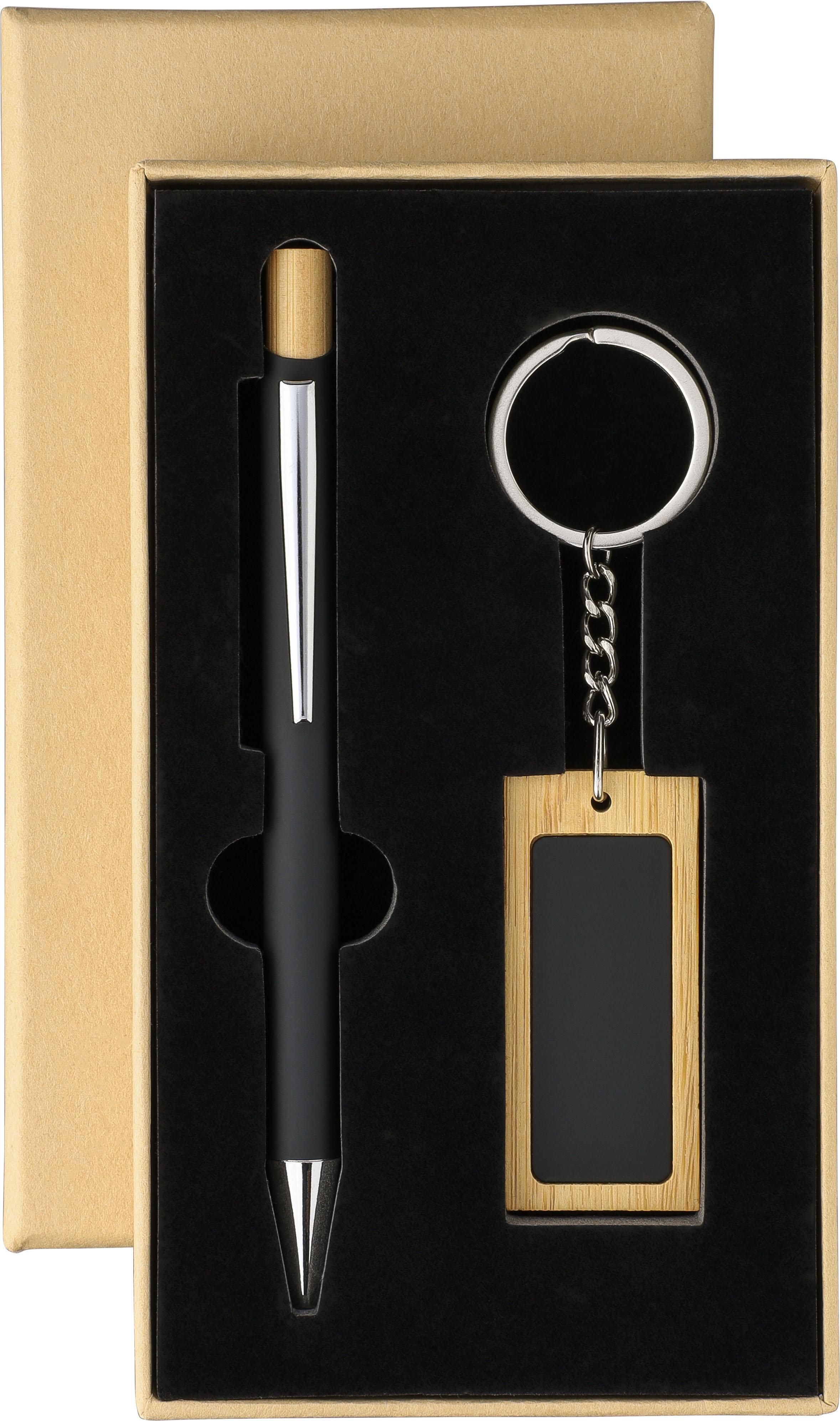 Cadeauset Zaid | Balpen en sleutelhanger zwart