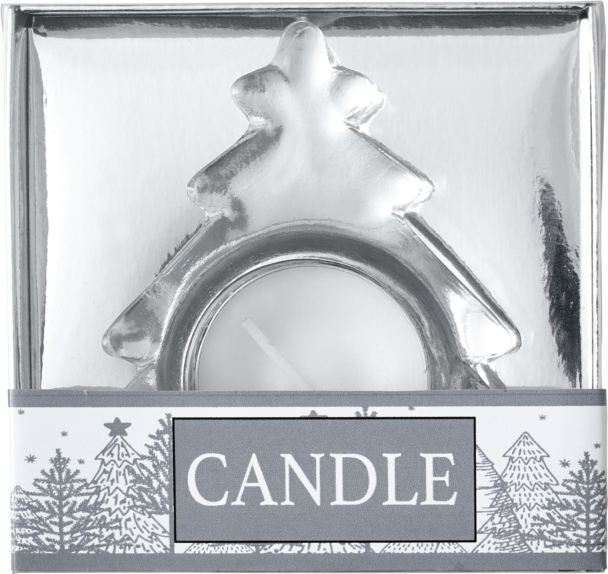 Waxinelichthouder Casey | Glas | Kerstboom zilver